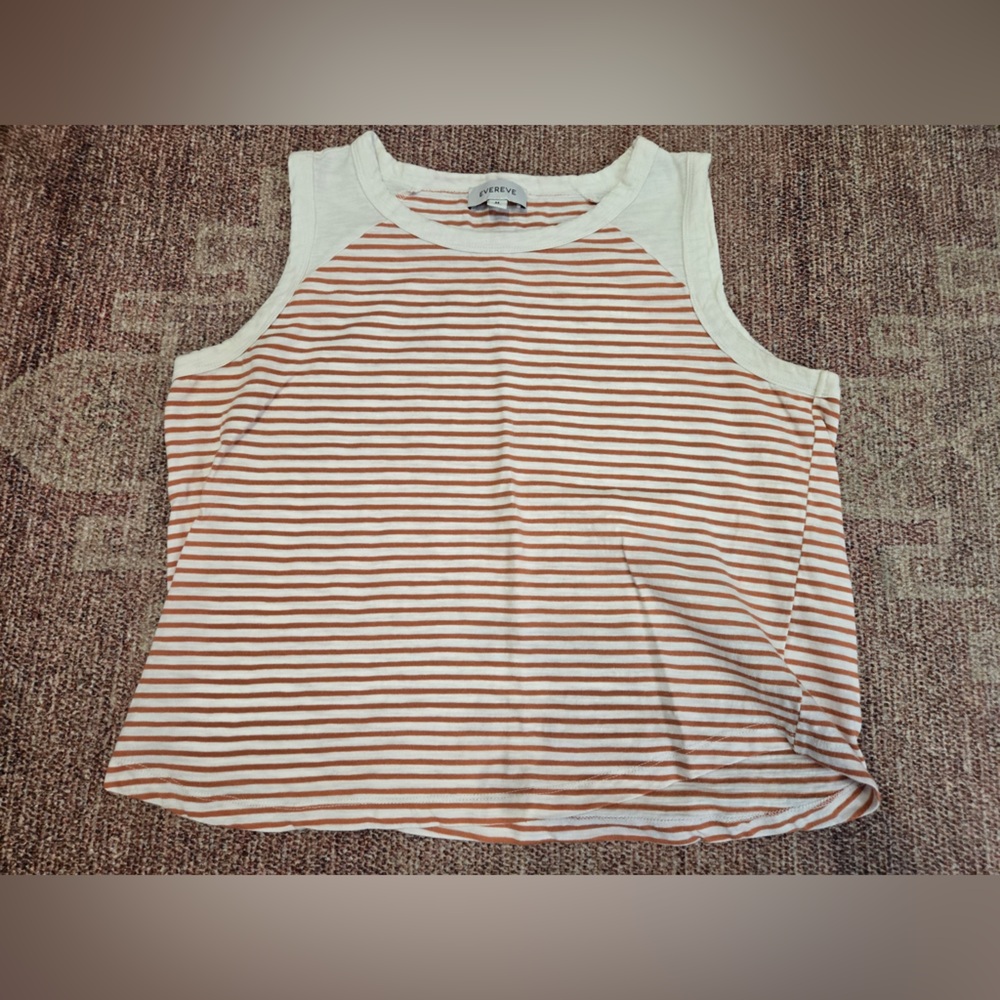 Evereve striped sleeveless boxy cotton blend tank size medium